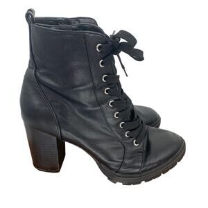 Brash Women's Black Chunky Chonk Lace Up Heel Boots Size 8